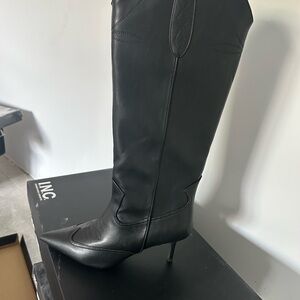 INC International Concepts Women's Sleek Black Heeled Boots